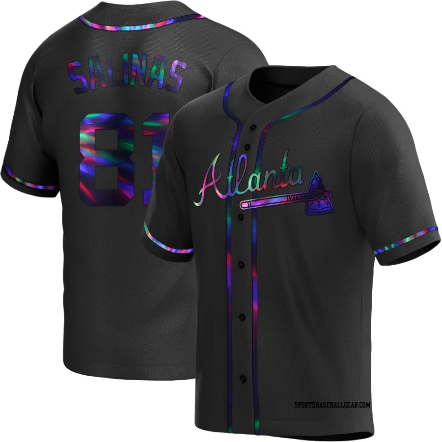 Royber Salinas Youth Atlanta Braves Black Holographic Replica Alternate Jersey