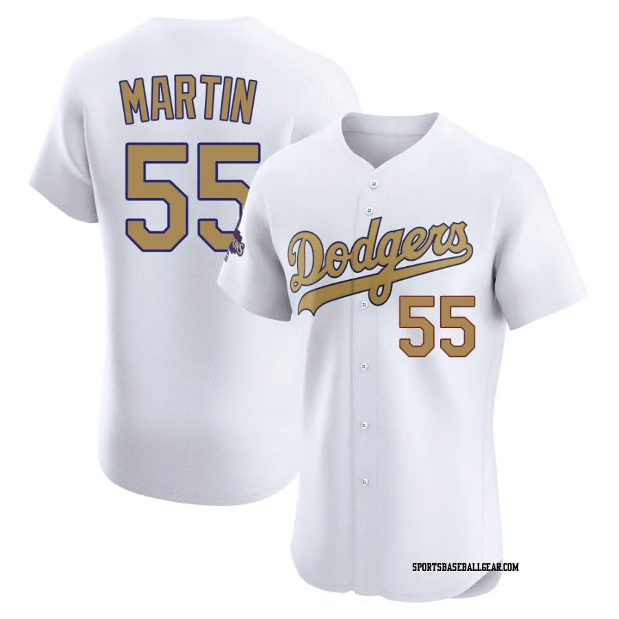 Russell Martin Men's Los Angeles Dodgers Gold Elite White 2025 Collection Jersey