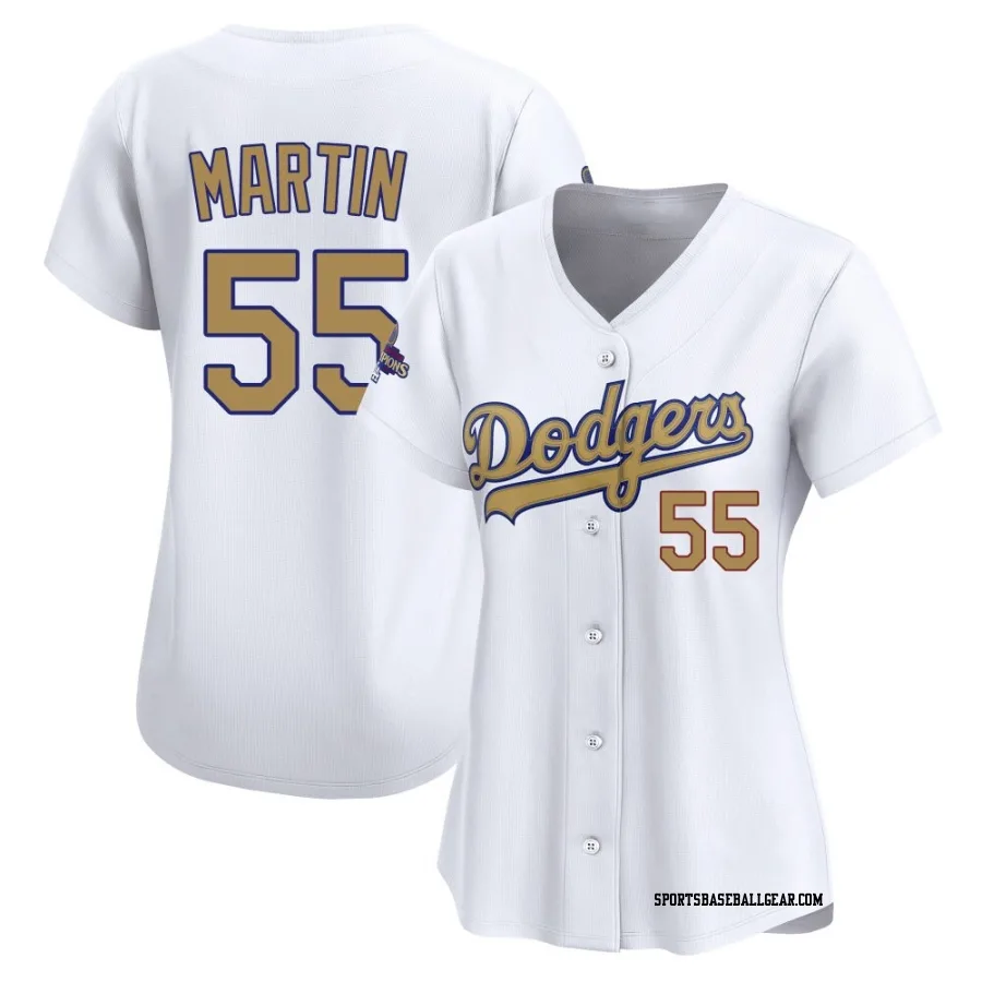 Russell Martin Women's Los Angeles Dodgers Gold Limited White 2025 Collection Jersey