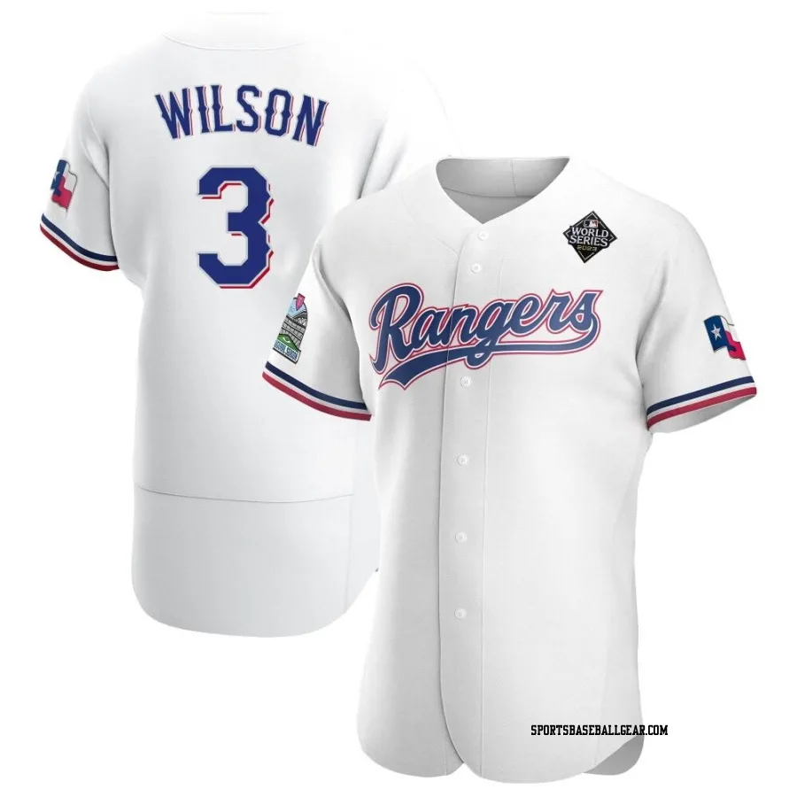 Russell Wilson Men's Texas Rangers White Authentic Home 2023 World Series Jersey