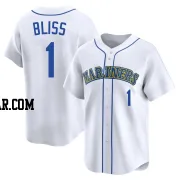Ryan Bliss Men's Seattle Mariners White Limited Throwback Cooperstown Collection Jersey