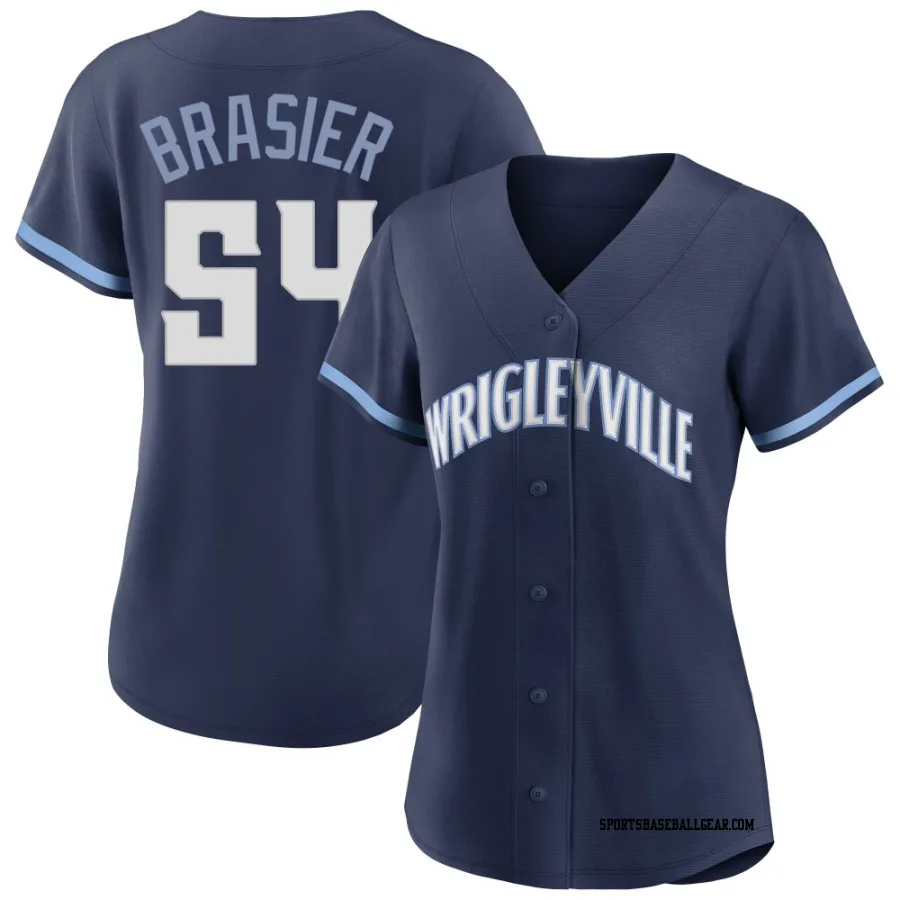 Ryan Brasier Women's Chicago Cubs Navy Authentic 2021 City Connect Jersey