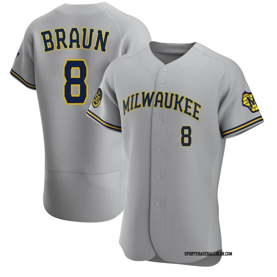 Ryan Braun Men's Milwaukee Brewers Gray Authentic Road Jersey