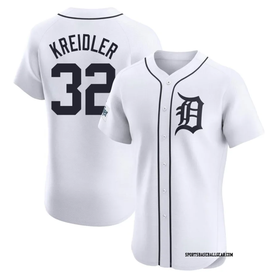 Ryan Kreidler Men's Detroit Tigers White Elite Home Patch Jersey