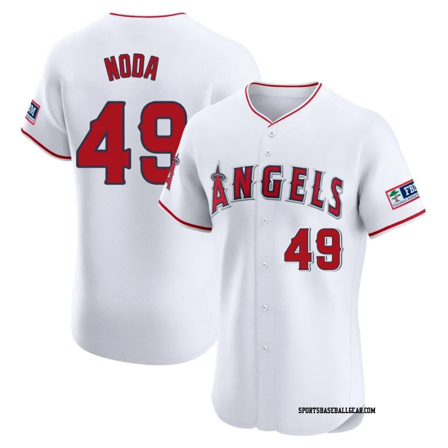 Ryan Noda Men's Los Angeles Angels White Elite Home Patch Jersey