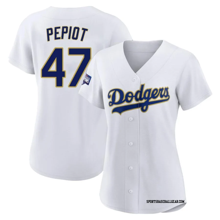 Ryan Pepiot Women's Los Angeles Dodgers White/Gold Replica 2021 Gold Program Player Jersey