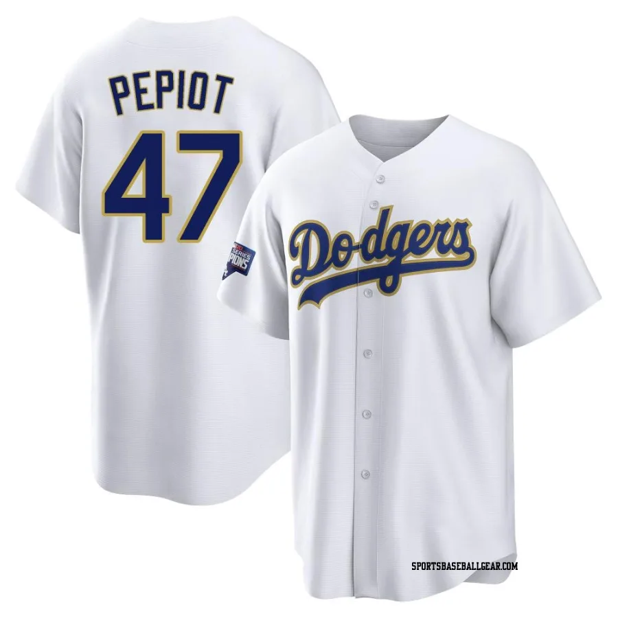 Ryan Pepiot Youth Los Angeles Dodgers White/Gold Replica 2021 Gold Program Player Jersey