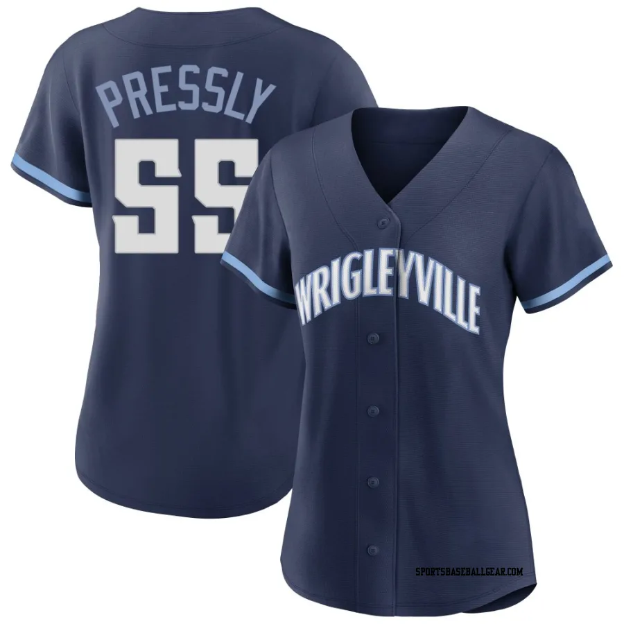 Ryan Pressly Women's Chicago Cubs Navy Authentic 2021 City Connect Jersey