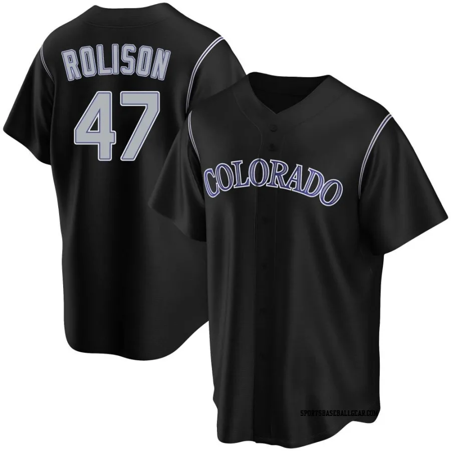 Ryan Rolison Youth Colorado Rockies Black Replica Alternate Jersey