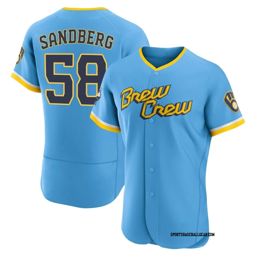 Ryan Sandberg Men's Milwaukee Brewers Blue Authentic Powder 2022 City Connect Jersey