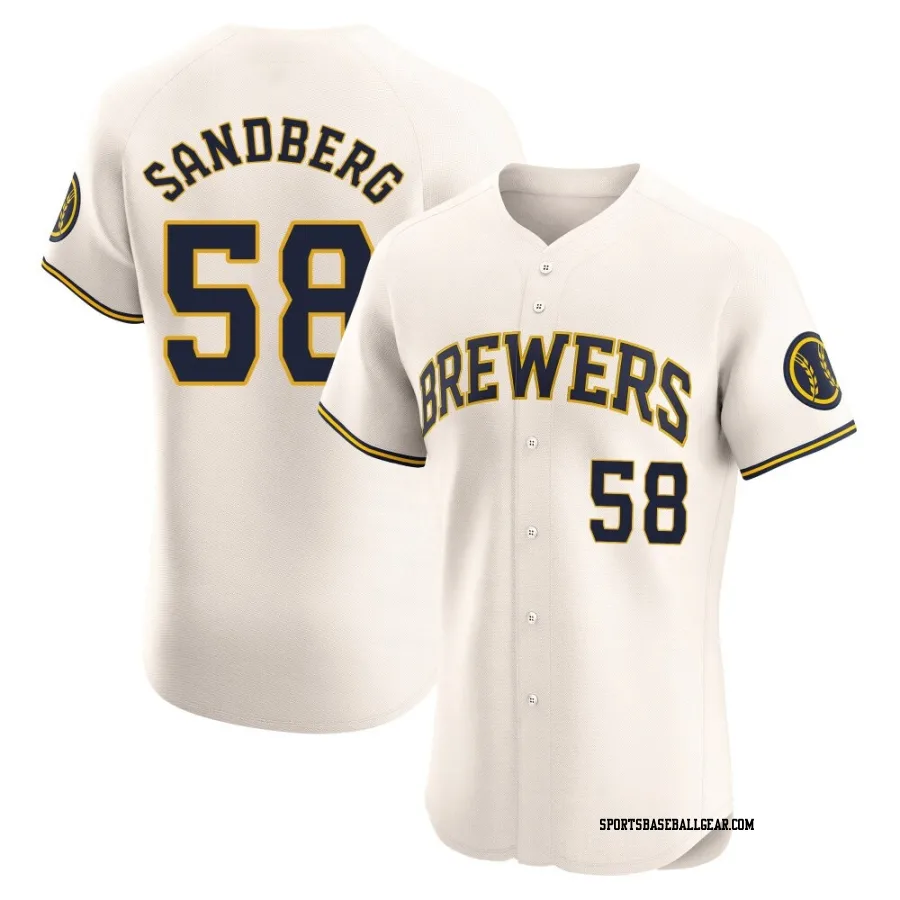 Ryan Sandberg Men's Milwaukee Brewers Cream Elite Home Jersey