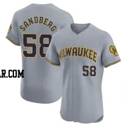 Ryan Sandberg Men's Milwaukee Brewers Gray Elite Road Jersey