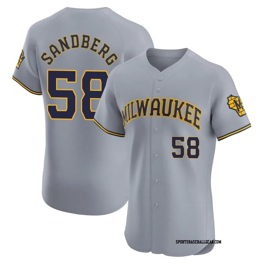 Ryan Sandberg Men's Milwaukee Brewers Gray Elite Road Jersey