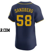Ryan Sandberg Men's Milwaukee Brewers Navy Elite Alternate Jersey