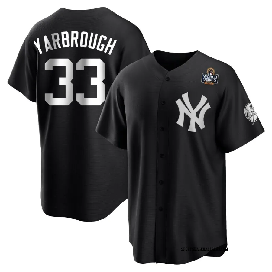 Ryan Yarbrough Youth New York Yankees Black/White Replica 2024 World Series Jersey