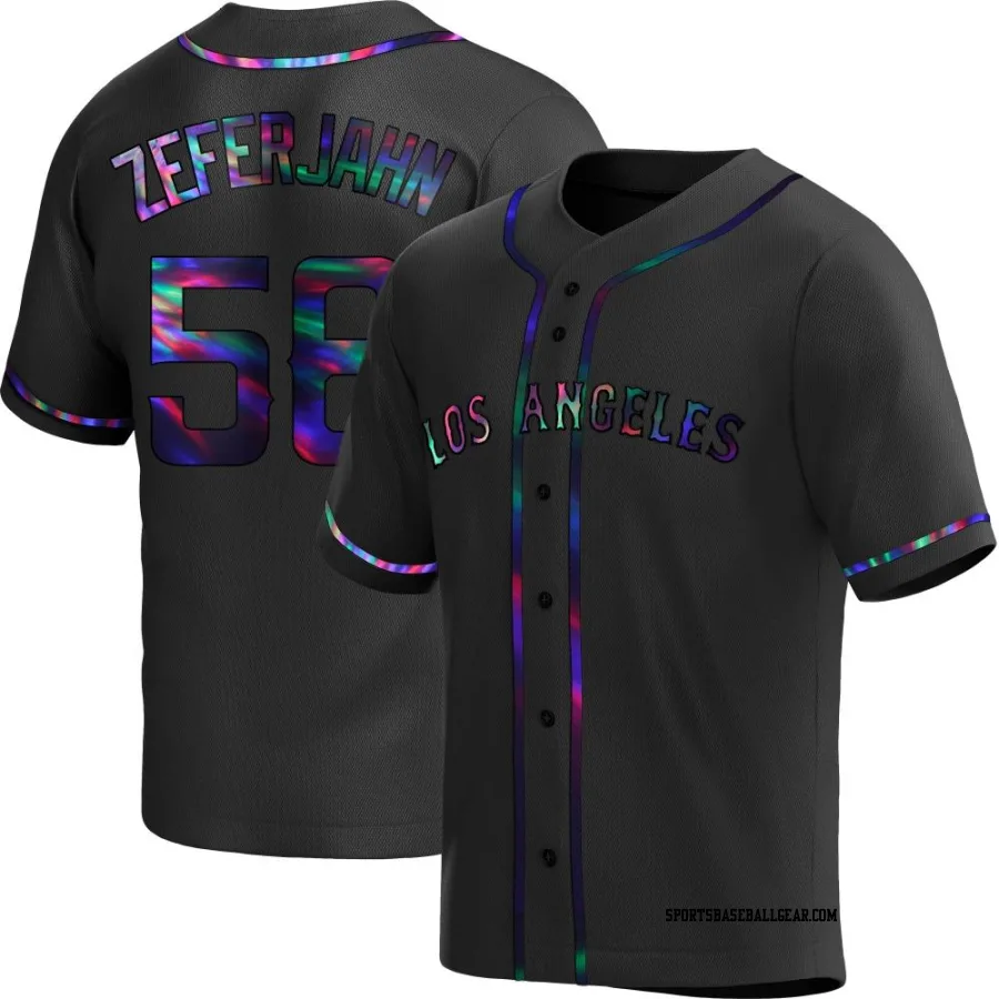 Ryan Zeferjahn Men's Los Angeles Angels Black Holographic Replica Alternate Jersey