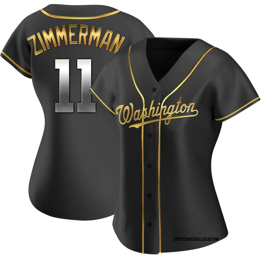 Ryan Zimmerman Women's Washington Nationals Black Golden Replica Alternate Jersey