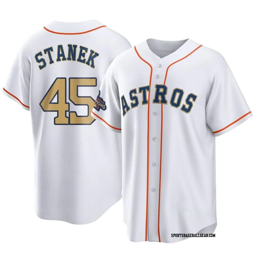 Ryne Stanek Men's Houston Astros Gold Replica White 2023 Collection Jersey