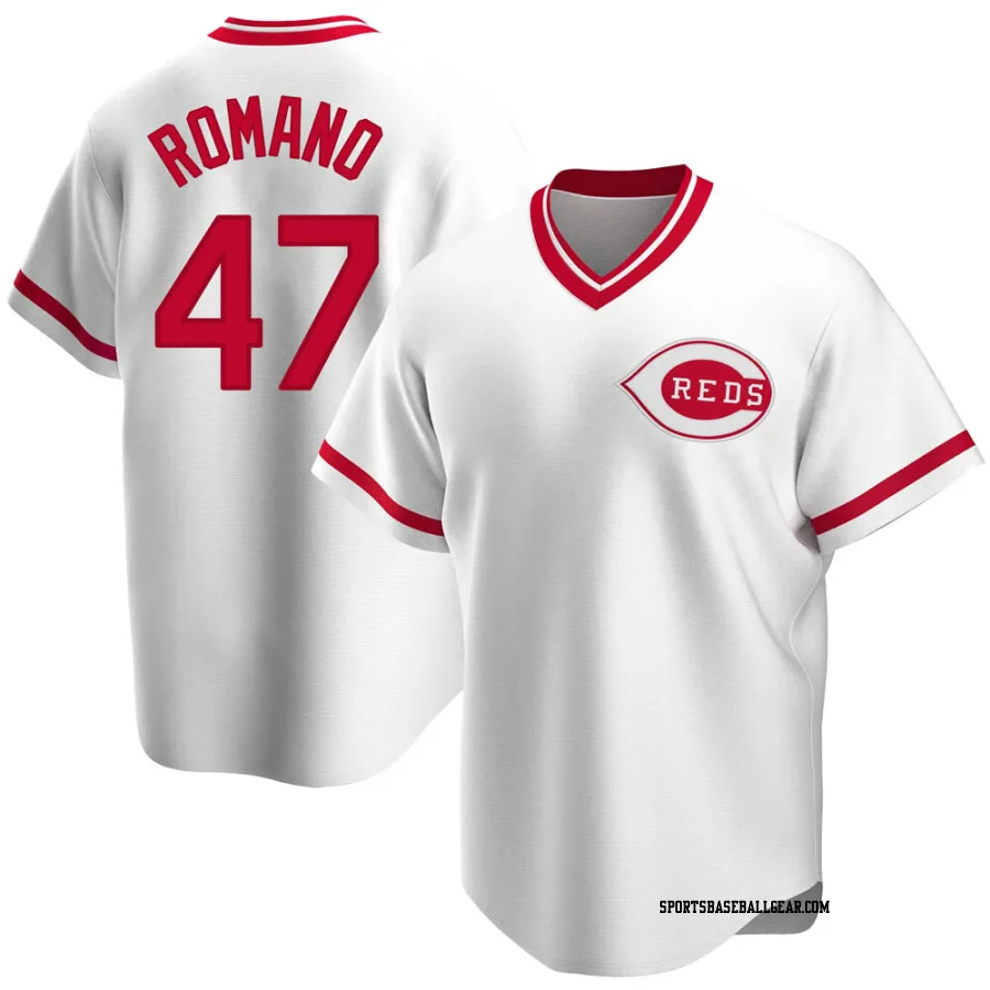 Sal Romano Youth Cincinnati Reds White Replica Home Cooperstown Collection Jersey