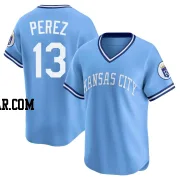 Salvador Perez Youth Kansas City Royals Light Blue Limited Throwback Cooperstown Collection Jersey