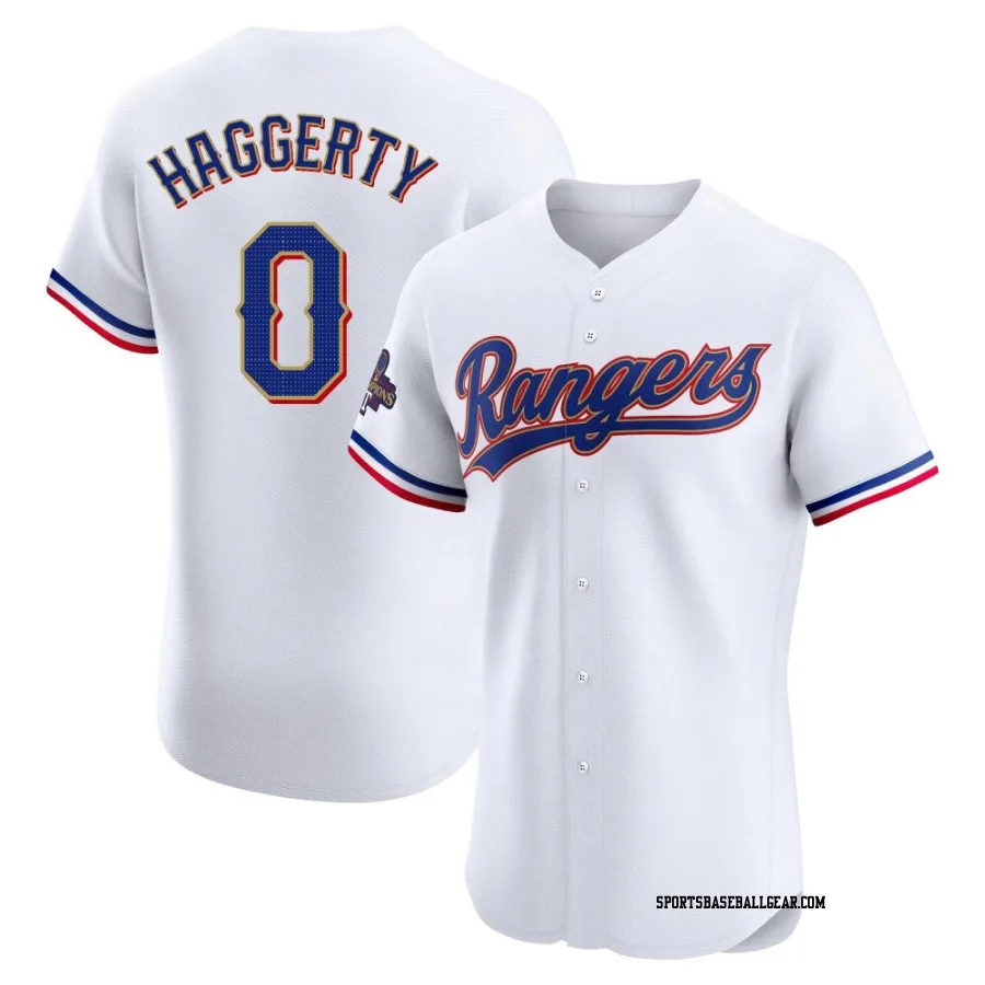 Sam Haggerty Men's Texas Rangers Gold Elite White 2024 Collection Jersey