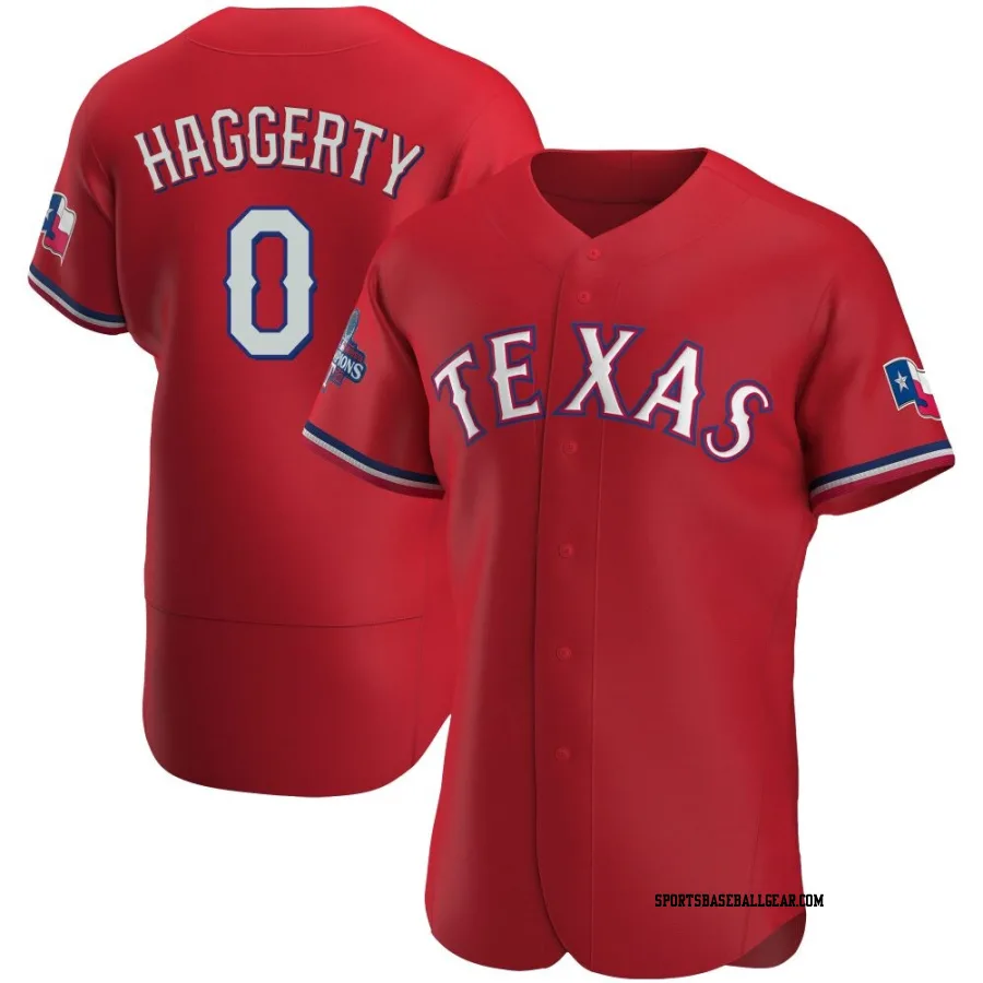 Sam Haggerty Men's Texas Rangers Red Authentic Alternate 2023 World Series Champions Jersey