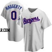 Sam Haggerty Men's Texas Rangers White Replica Home Cooperstown Collection 2023 World Series Champions Jersey