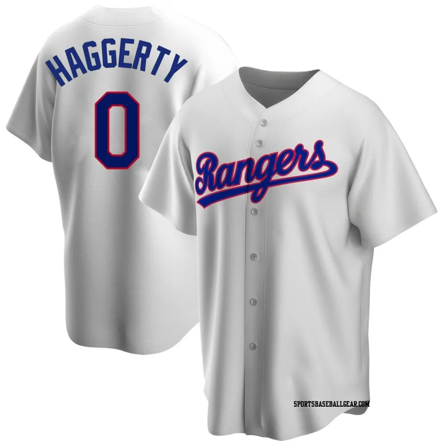 Sam Haggerty Men's Texas Rangers White Replica Home Cooperstown Collection Jersey