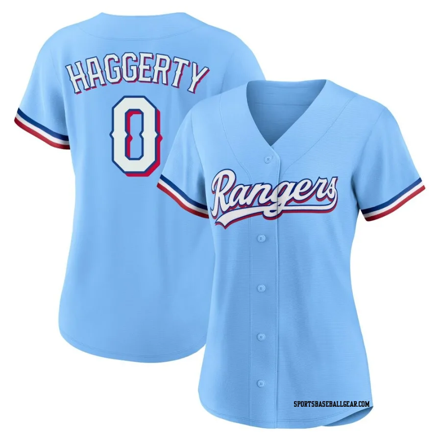 Sam Haggerty Women's Texas Rangers Light Blue Replica Alternate Jersey