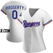 Sam Haggerty Women's Texas Rangers White Replica Home 2023 World Series Champions Jersey