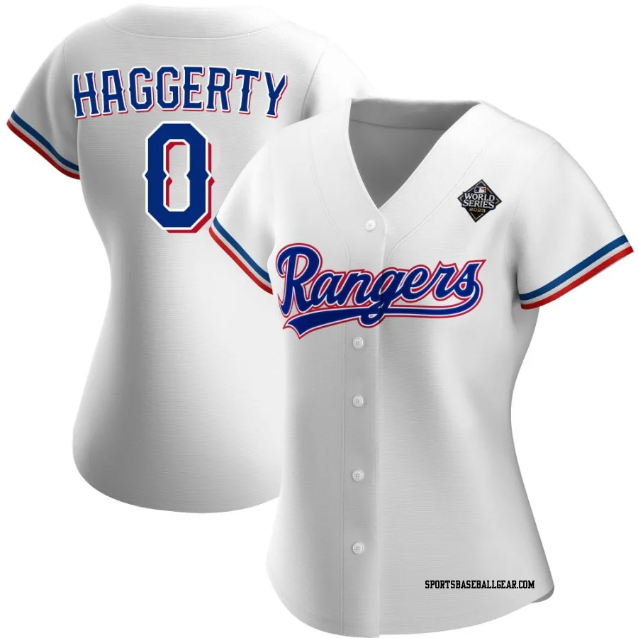 Sam Haggerty Women's Texas Rangers White Replica Home 2023 World Series Jersey