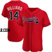 Sam Hilliard Men's Atlanta Braves Red Authentic Alternate Jersey