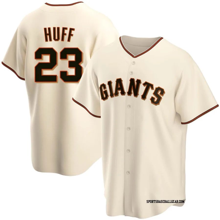 Sam Huff Men's San Francisco Giants Cream Replica Home Jersey