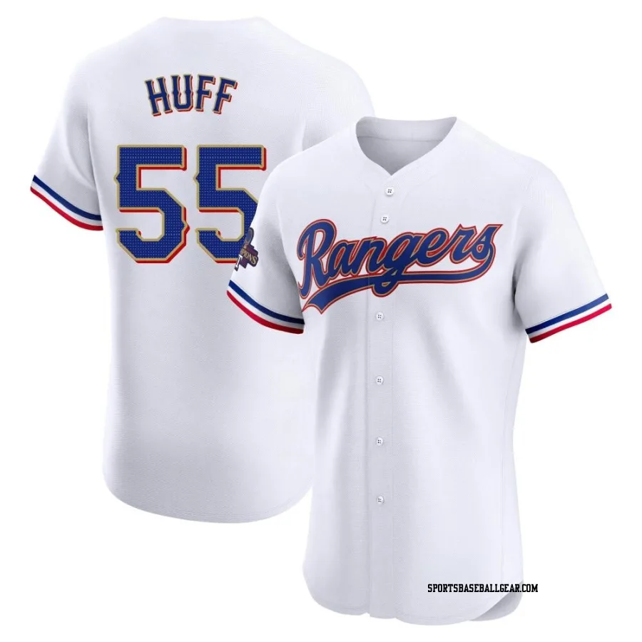Sam Huff Men's Texas Rangers Gold Elite White 2024 Collection Jersey