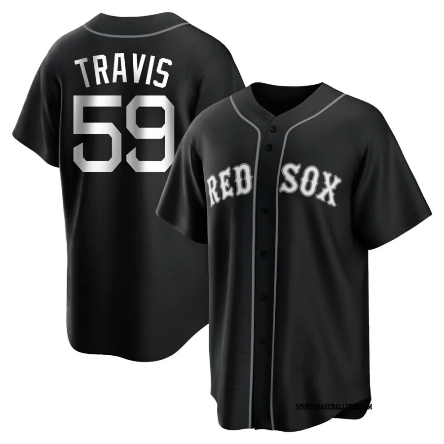 Sam Travis Men's Boston Red Sox Black/White Replica Jersey