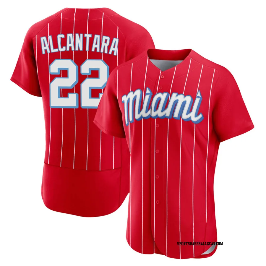 Sandy Alcantara Men's Miami Marlins Red Authentic 2021 City Connect Jersey