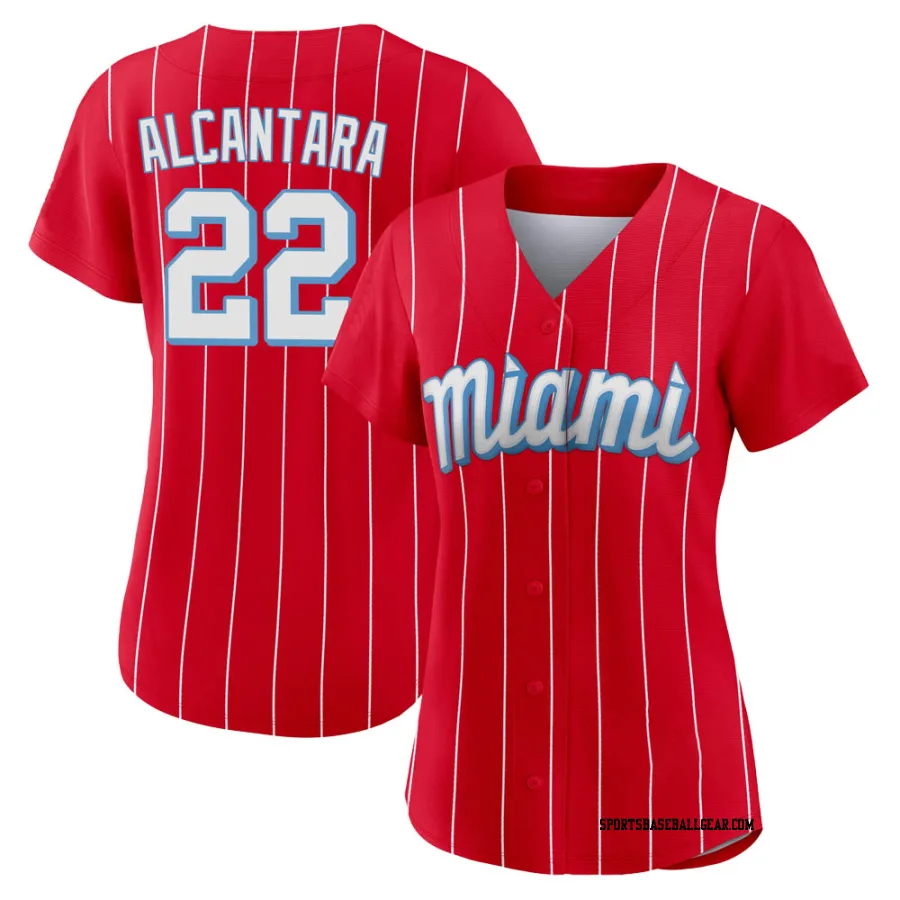 Sandy Alcantara Women's Miami Marlins Red Authentic 2021 City Connect Jersey