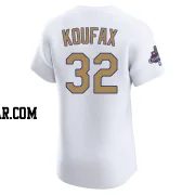 Sandy Koufax Men's Los Angeles Dodgers Gold Elite White 2025 Collection Jersey