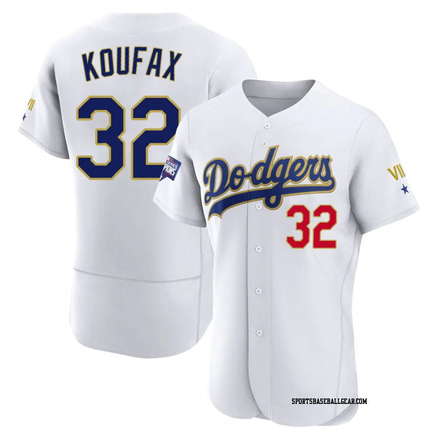 Sandy Koufax Men's Los Angeles Dodgers White/Gold Authentic 2021 Gold Program Player Jersey