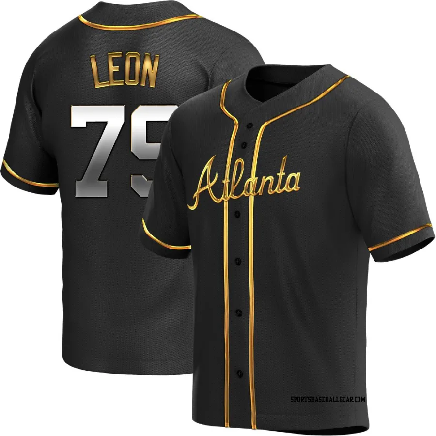 Sandy Leon Men's Atlanta Braves Black Golden Replica Alternate Jersey