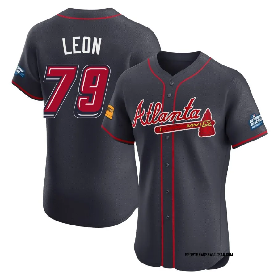 Sandy Leon Men's Atlanta Braves Navy Elite 2025 Speedway Classic Alternate Jersey