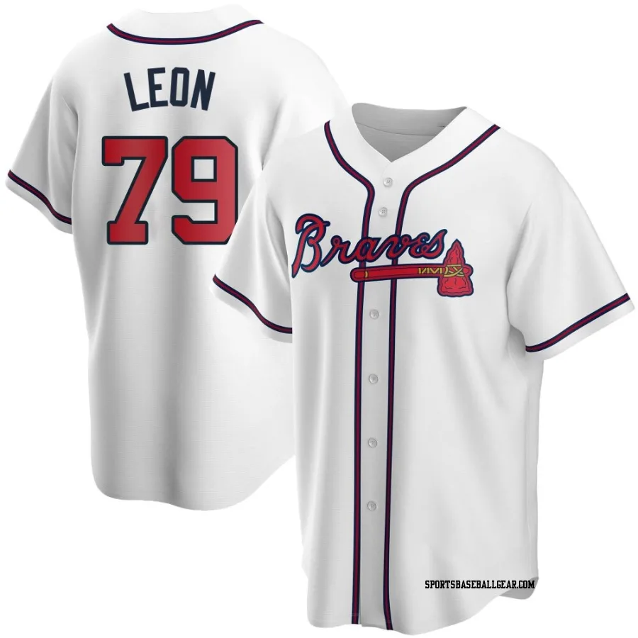 Sandy Leon Men's Atlanta Braves White Replica Home Jersey