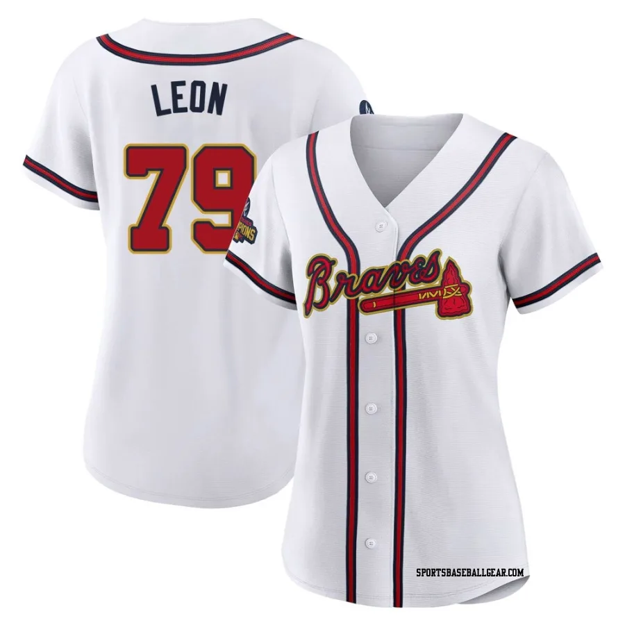 Sandy Leon Women's Atlanta Braves Gold Authentic White 2022 Program Jersey