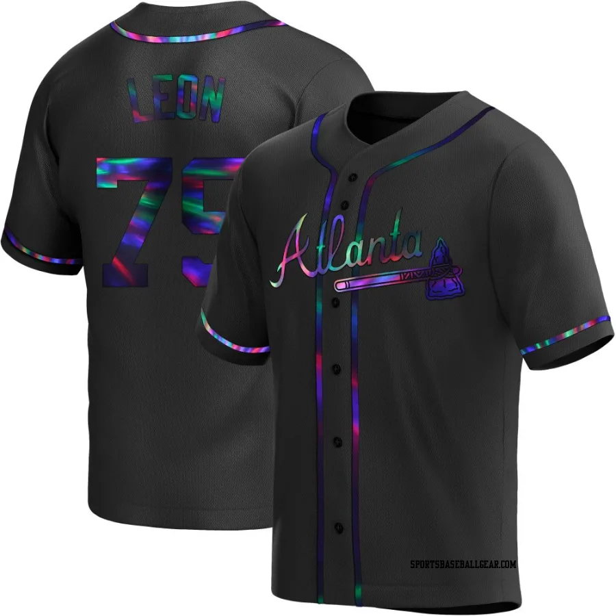 Sandy Leon Youth Atlanta Braves Black Holographic Replica Alternate Jersey
