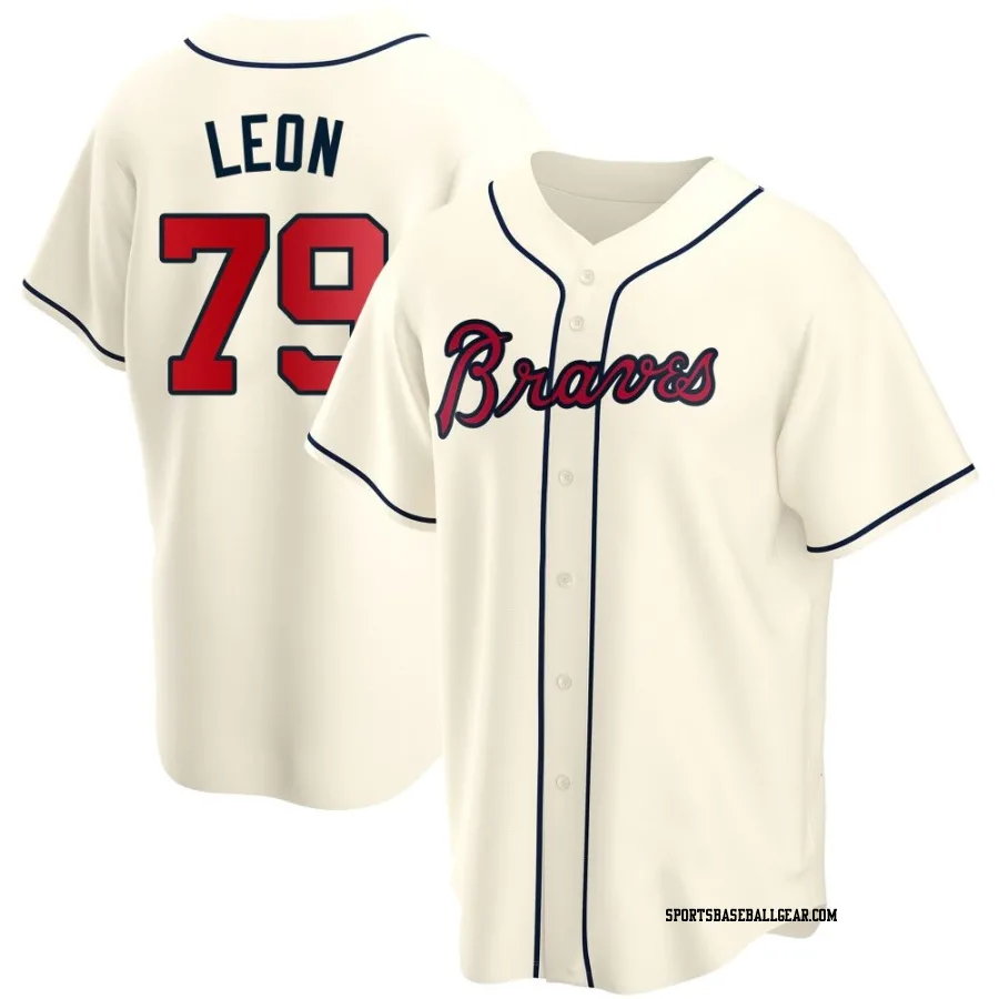 Sandy Leon Youth Atlanta Braves Cream Replica Alternate Jersey