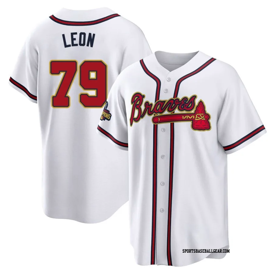 Sandy Leon Youth Atlanta Braves Gold Replica White 2022 Program Jersey