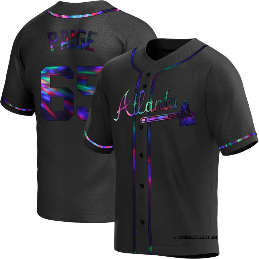 Satchel Paige Men's Atlanta Braves Black Holographic Replica Alternate Jersey