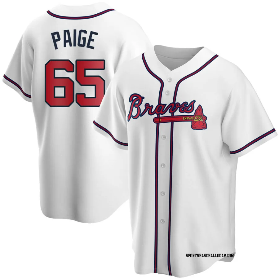 Satchel Paige Men's Atlanta Braves White Replica Home Jersey