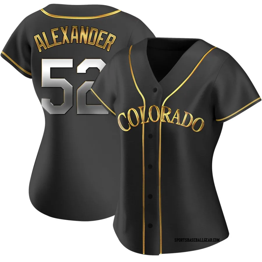Scott Alexander Women's Colorado Rockies Black Golden Replica Alternate Jersey