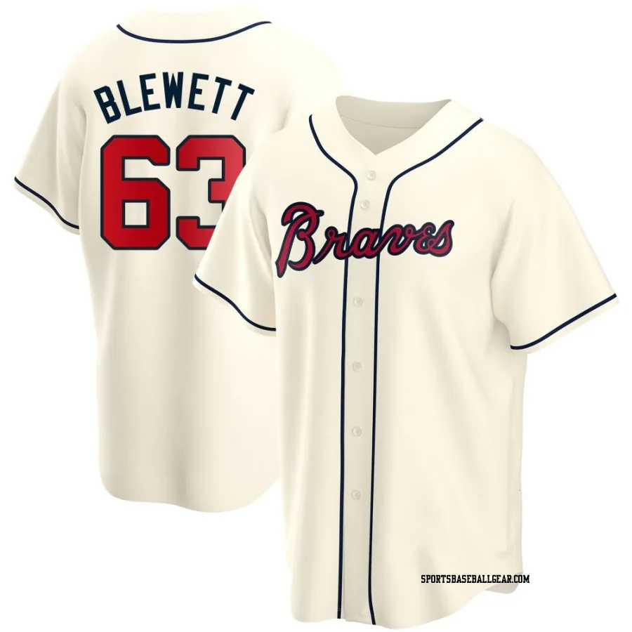 Scott Blewett Men's Atlanta Braves Cream Replica Alternate Jersey